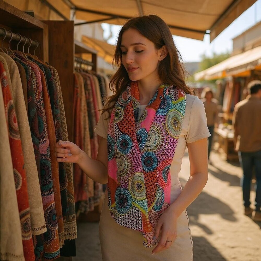 Lavello Chiffon Scarf Infinity Womens One Size Boho Hippie 70s Colorful Festival